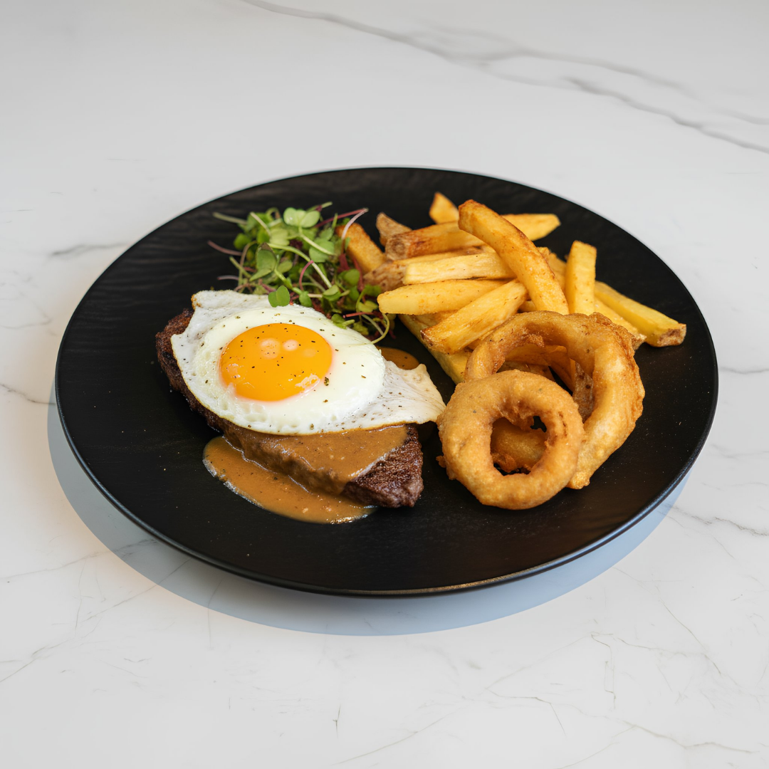 Steak, Egg & Chips